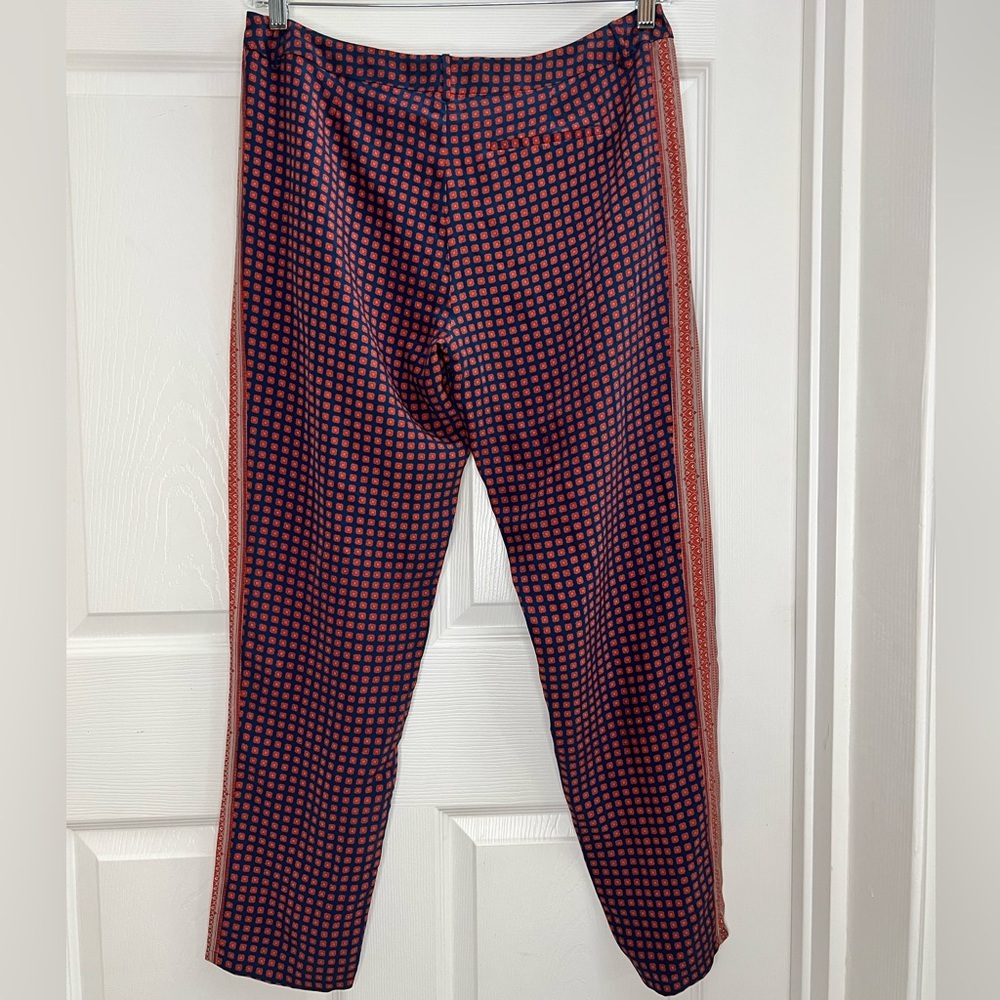 NWT Joie Olaya 100% Silk Printed Trousers Pants Mallard Blue Size 6 - Picture 9 of 12